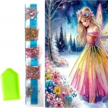 Pictură cu diamante pe pânză Zâna iernii 23 × 30 cm