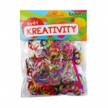 Benzi de elastic împletite bicolore magice – mix de culori, 300 buc cu accesorii