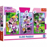 Puzzle 3x80 Minnie și prietenii de la Disney Trefl