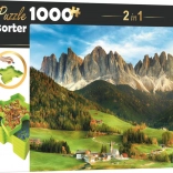 Puzzle cu sortator 2‑în‑1 Dolomiți, Italia – 1000 piese