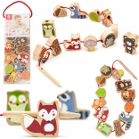 Animăluțe de pădure din lemn pentru înșirat, 13 piese – Classic World