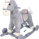 Căluț balansoar 2‑în‑1 cu roți – din pluș gri