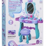 Măsuță de toaletă magică pentru copii cu detalii mov și scăunel