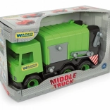 Mașină de gunoi verde WADER Middle Truck, 42 cm, în cutie