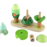 Copaci din lemn pentru stivuire Little Forest Classic World, 16 piese
