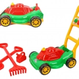 mașină de tuns iarbă din plastic pentru copii cu accesorii, în plasă