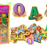 Magneti din lemn cu litere și imagini, 26 piese