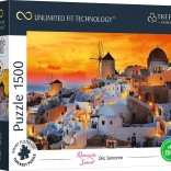 Puzzle TREFL UFT apus de soare romantic: Oia, Santorini 1500 piese