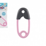 Zornitoare pentru bebeluși în formă de ac de siguranță gri și roz