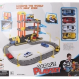 Garaj din plastic cu două etaje cu mașinuțe