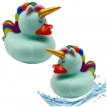 Rață de baie unicorn verde cu coamă curcubeu