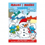 Cărți de colorat Pictează cu apă A5 – Ștrumfii de iarnă