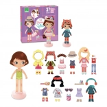 Păpușă magnetică din lemn Chloe pentru îmbrăcat