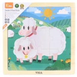 VIGA puzzle din lemn cu oițe – 9 piese