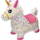 Unicorn gonflabil săltăreț cu husă din pluș