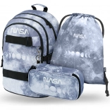 Set școlar Baagl NASA Grey – rucsac, penar și săculeț