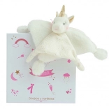 Set cadou Doudou – pătura‑jucărie din pluș, unicorn, 22 cm