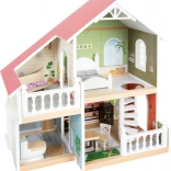 Căsuță din lemn pentru păpuși cu terasă