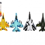 Avion/avion de vânătoare metal/plastic 11 cm cu mecanism de întoarcere, culori mixte 13x17x4 cm