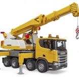 Bruder SCANIA cu macara LIEBHERR – macara mobilă 1:16 cu lumini și sunete