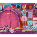 Păpușă cu cort și efecte set 30 cm