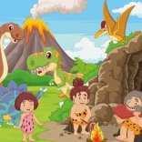 Puzzle din lemn Familia din Epoca de Piatră 25 piese