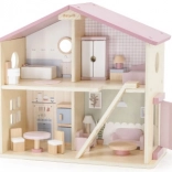 Viga PolarB căsuță mare din lemn pentru păpuși, 17 piese