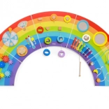 Placă senzorială și manipulative de perete din lemn curcubeu FSC – Viga