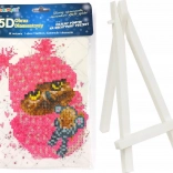 Pictură cu diamante bufniță roz 15 × 20 cm cu suport