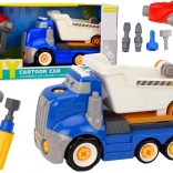 Basculantă de construcții desenată, de montat DIY – albastră