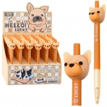 Pix cu gel cu motiv de câine, cerneală albastră, 0,5 mm