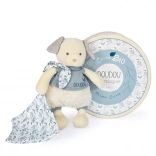Set cadou Doudou - Căţeluş din pluș cu păturică din bumbac BIO 22 cm