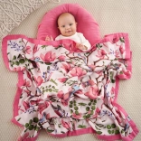 Pătură muselină din bambus Magnolia Lovebirds 106x106 cm