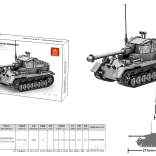 Set de construcție tanc gri 632 piese