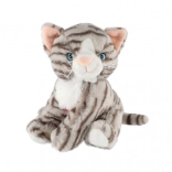 Pisică de pluș așezată 20 cm cu sunet, tigrată