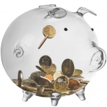 Pușculiță transparentă din sticlă în formă de purceluș Ruhhy