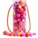 Mărgele în tub roz-galben-roșu