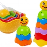 Piramidă colorată de pahare stivuibile pentru bebeluși Muszelki