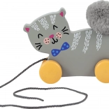 Pisicuță din lemn cu șnur