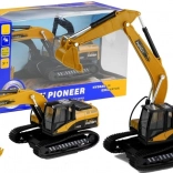 Jucărie excavator pe șenile cu mecanism de fricțiune, lumini și sunete 1:50
