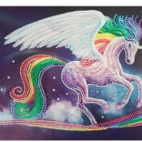 Pictură cu diamante 7D – unicorn curcubeu 30 × 40 cm