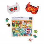 Petit Collage puzzle bibliotecă cu ochelari 3D