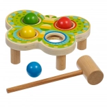 Bătător din lemn Fluture cu 4 bile colorate