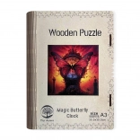 Puzzle din lemn Imagine cu fluturi magici de ceas