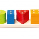 Puzzle din lemn pentru sortarea formelor CUBIKA, 17 piese