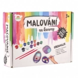 Pictură pe pietre care strălucesc în întuneric – set creativ cu vopsele și pensule