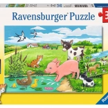 Puzzle Ravensburger Pui de animale 2×12 piese
