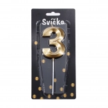 Lumânare pentru petrecere numărul 3 Aurie