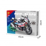 Set de construcție motocicletă de curse albă, 912 piese