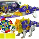 Jucărie robotizată Dinobots cu Triceratops violet și țintă